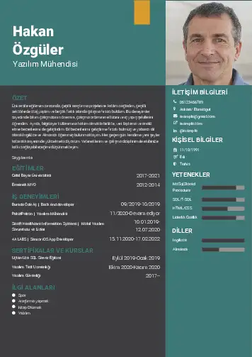 Yazılım Mühendisi Cv Örnekleri cv indir